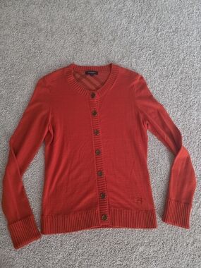 Burberry Red Button-Front Women's Cardigan Sweater